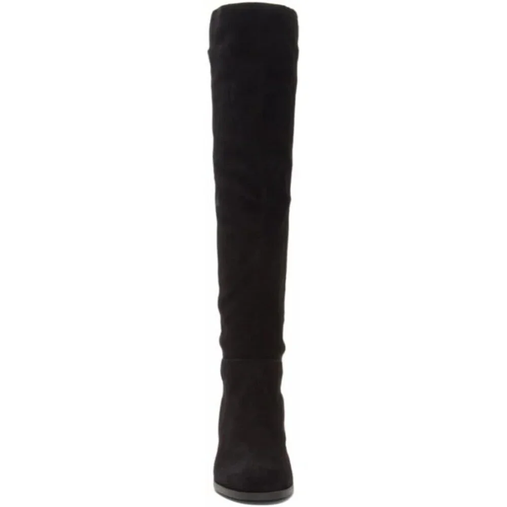 Women's Black Above the Knee Pointed Toe Low Heel Calypso Winter Long Boot
